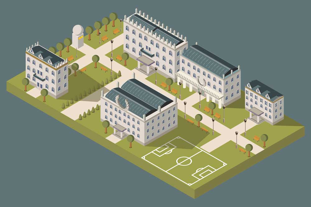 illustration of a college campus