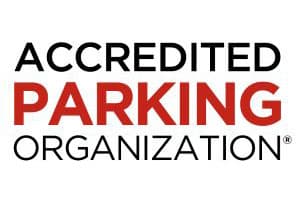 The logo for the accredited parking organization, recognized by the IPMI Board of Directors.