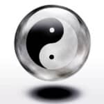 Yin yang circle floating in a crystal ball