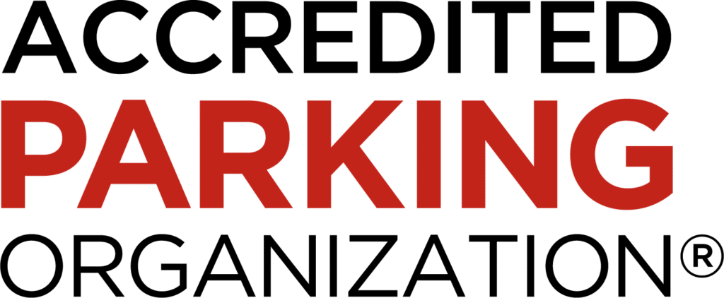 The logo for the Accredited Parking Organization (APO).