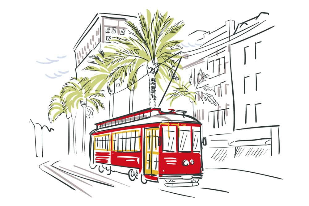 New Orleans city illustration line art