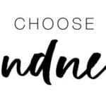 The phrase "choose kindness" is written in black ink on a white background, emphasizing the importance of kindness.