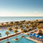 Photo of the pool and beach at the Marriott Myrtle Beach Resort & Spa at Grande Dunes