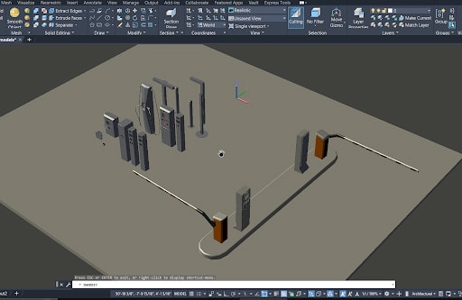 A computer screen displaying a Smart City model in AutoCAD.