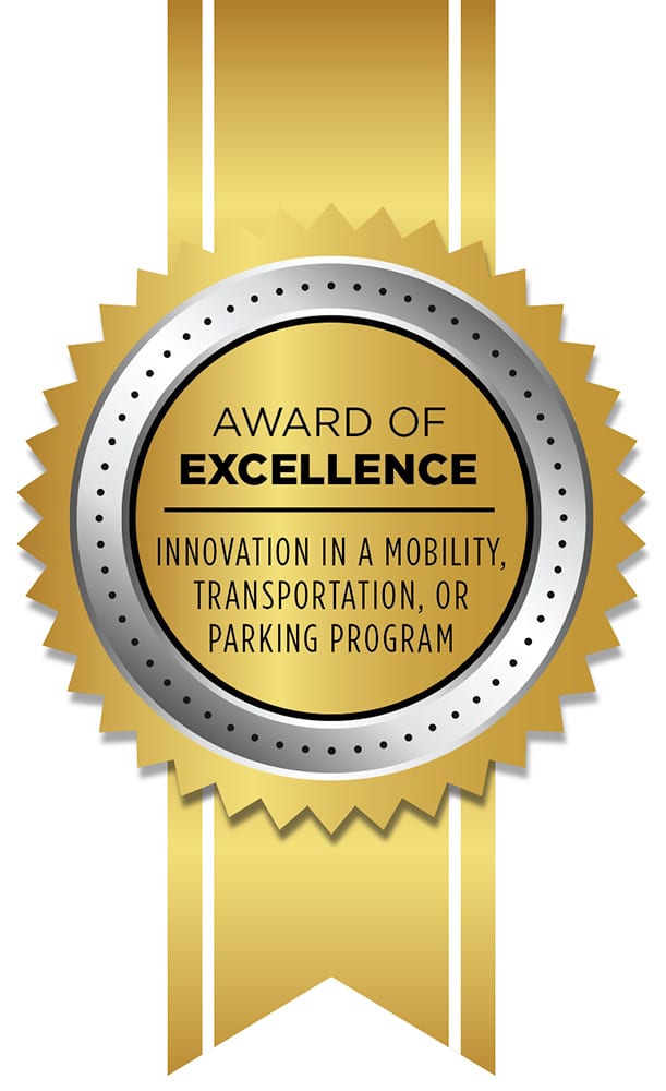 Award of excellence in transportation and parking program at the 2023 IPMI Awards of Excellence.