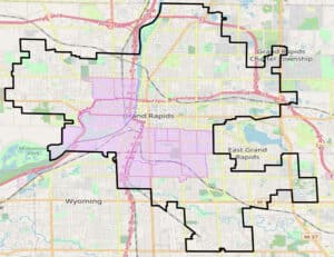 Map of Grand Rapids service area
