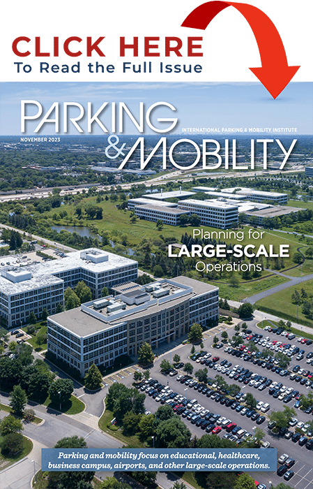 Parking & Mobility November 2023 issue cover. Click here to read the full issue.