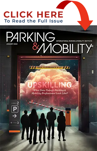 The upskilling cover of parking and mobility magazine.